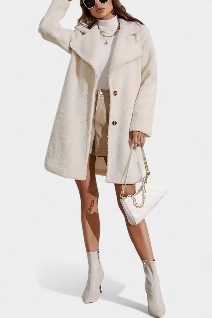 Aurelie | Longline Textured Button-Front Coat