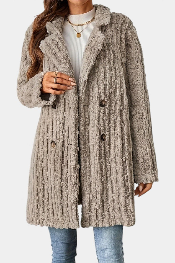 Margery | Cozy Textured Double-Breasted Coat