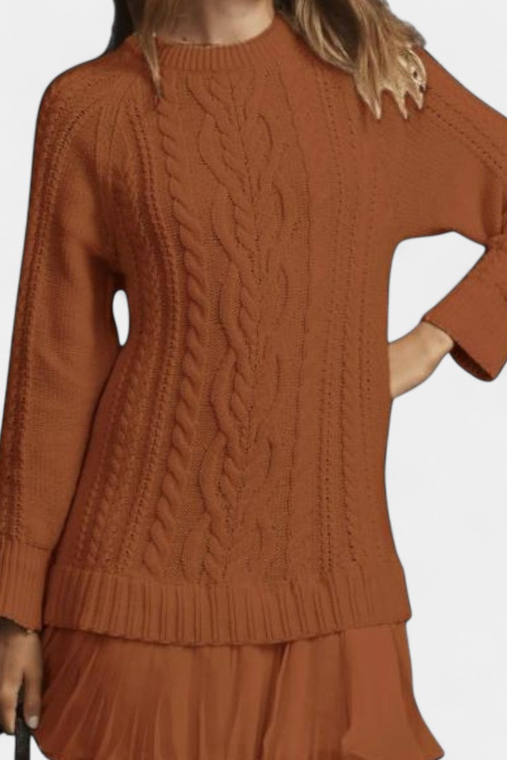 Brielle | Cable-Knit Pleated Sweater Dress