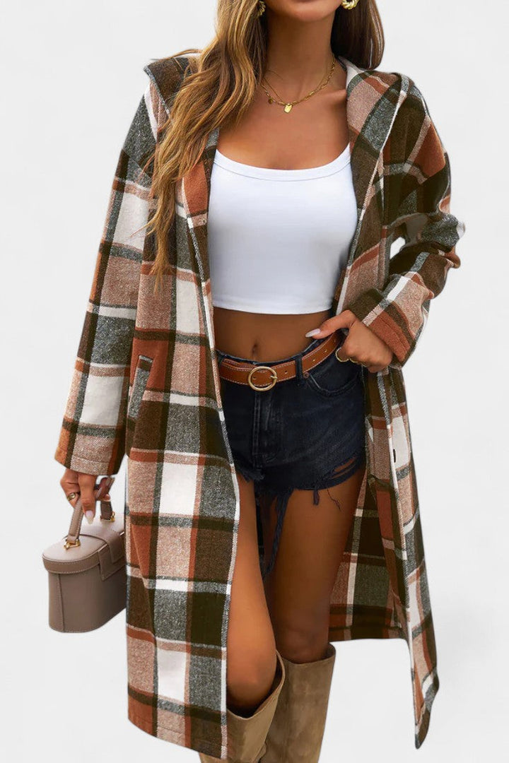 Annette | Plaid Hooded Longline Coat