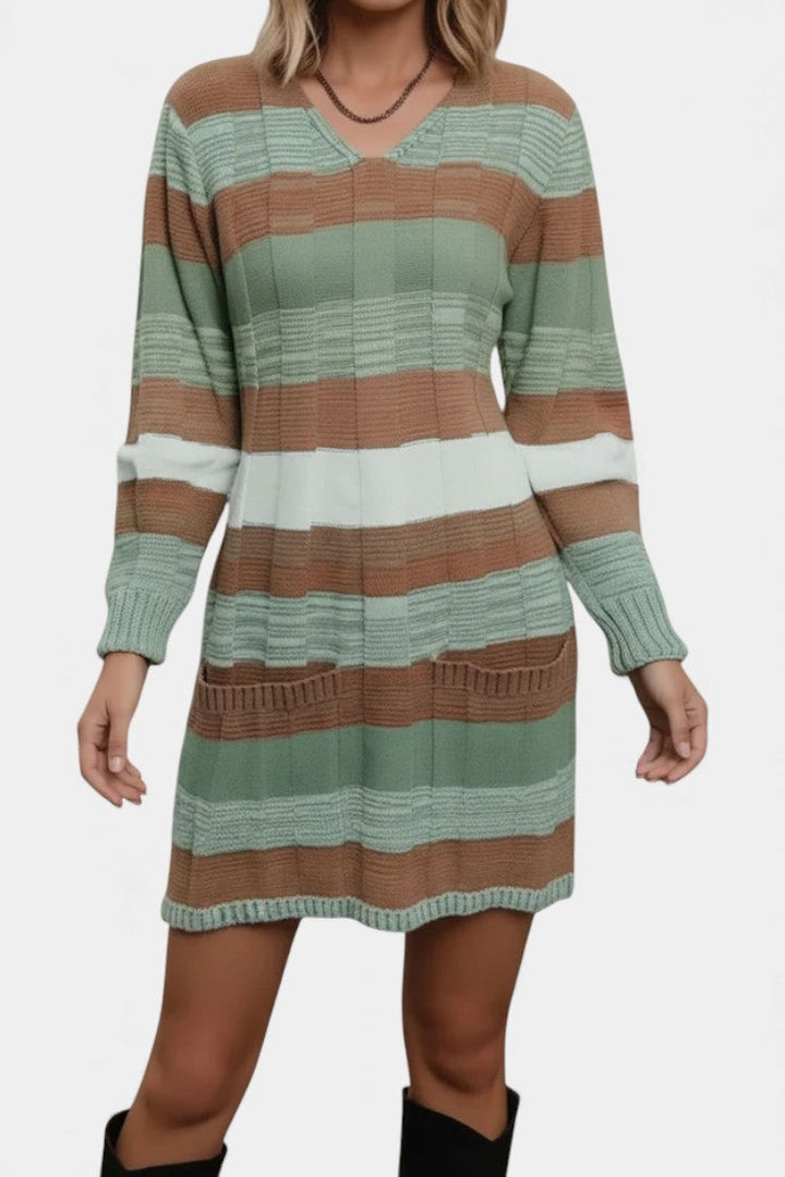 Faye | Striped Knit Sweater Dress