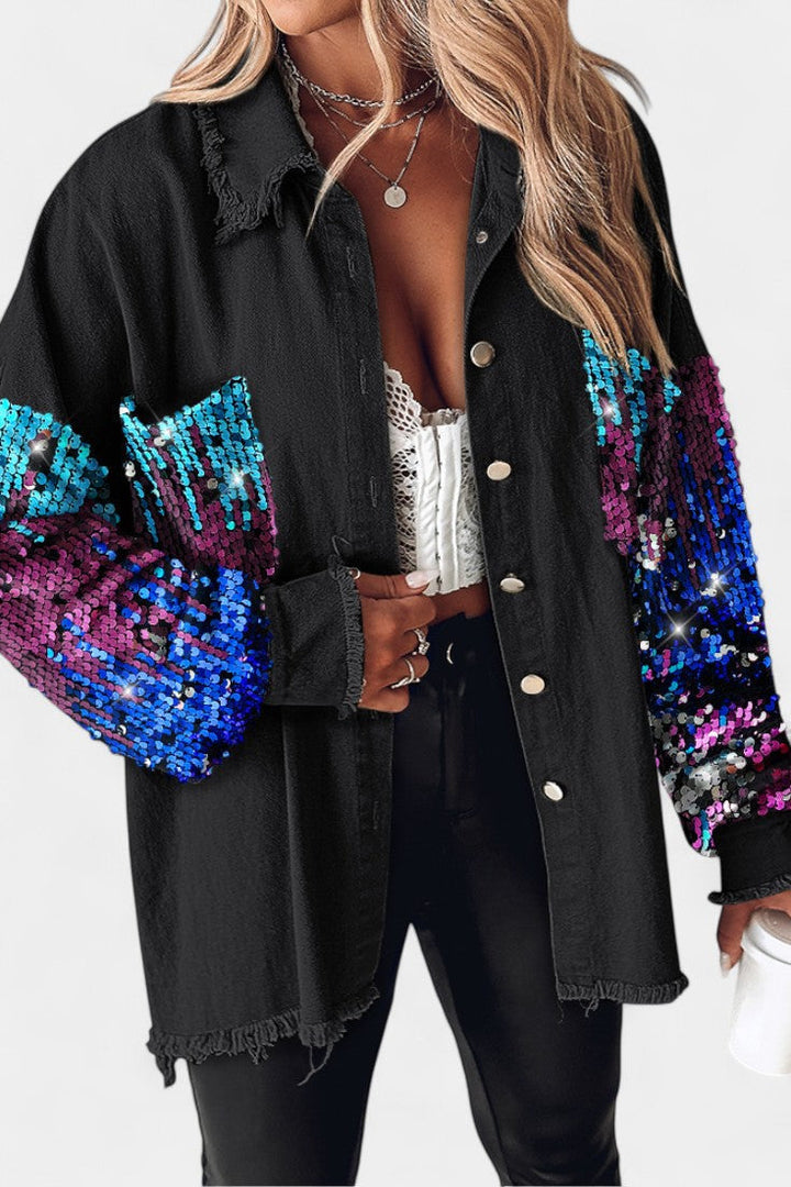 Bethany | Relaxed Frayed-Edge Jacket with Shimmer Accents