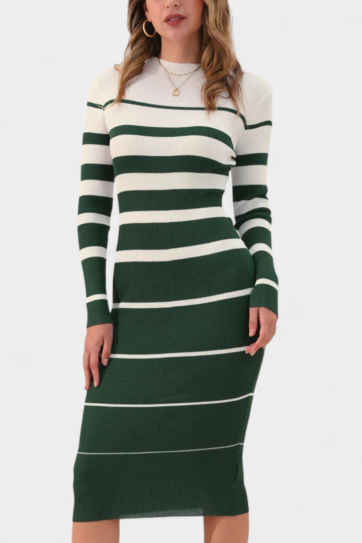 Adalyn | Striped Ribbed Midi Dress