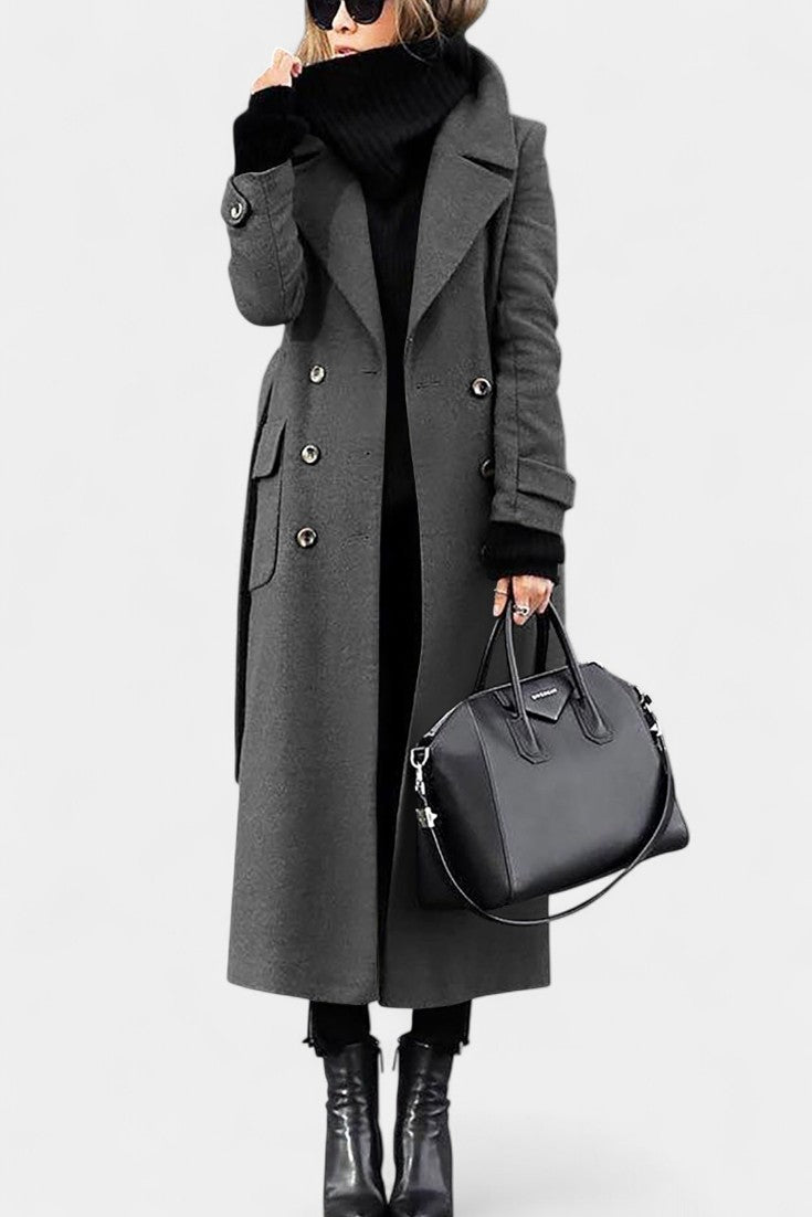 Claudette | Double-Breasted Tailored Long Coat