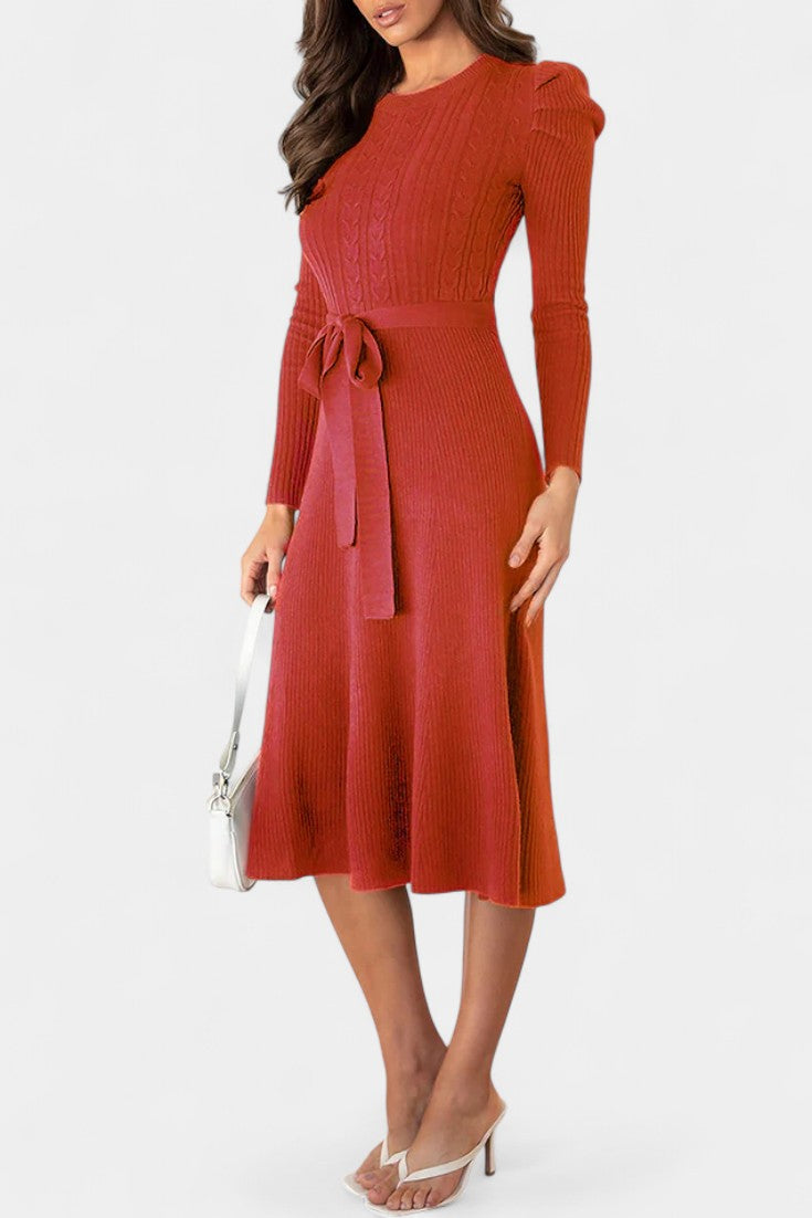 Estelle | Belted A-Line Midi Dress