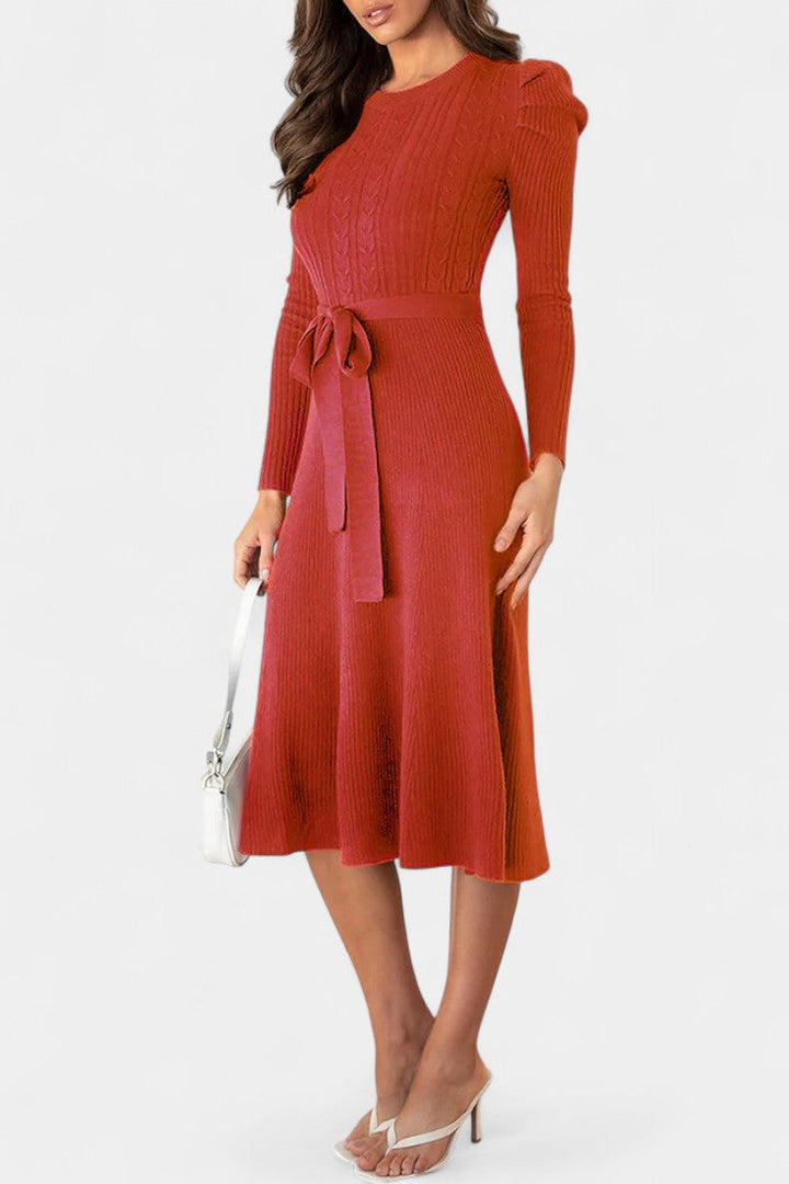 Estelle | Belted A-Line Midi Dress