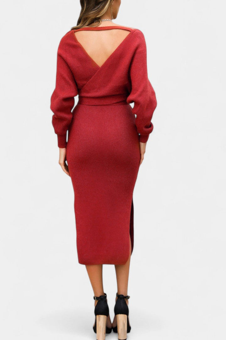 Emmeline | Backless Wrap Midi Dress