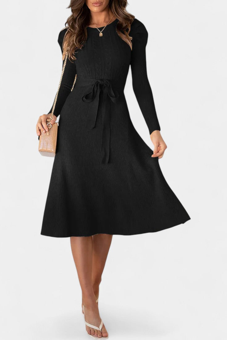 Estelle | Belted A-Line Midi Dress
