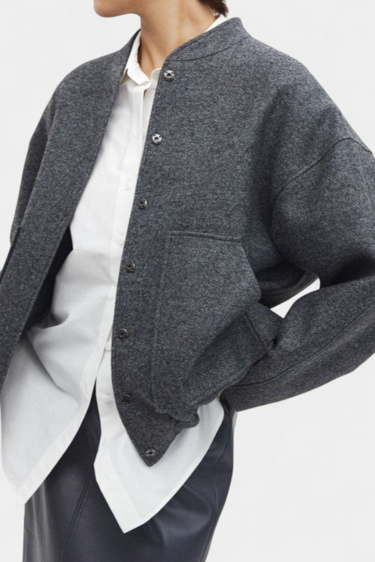 Adele | Soft Textured Bomber Jacket
