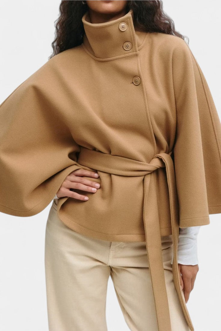 Sigrid | High-Neck Belted Cape