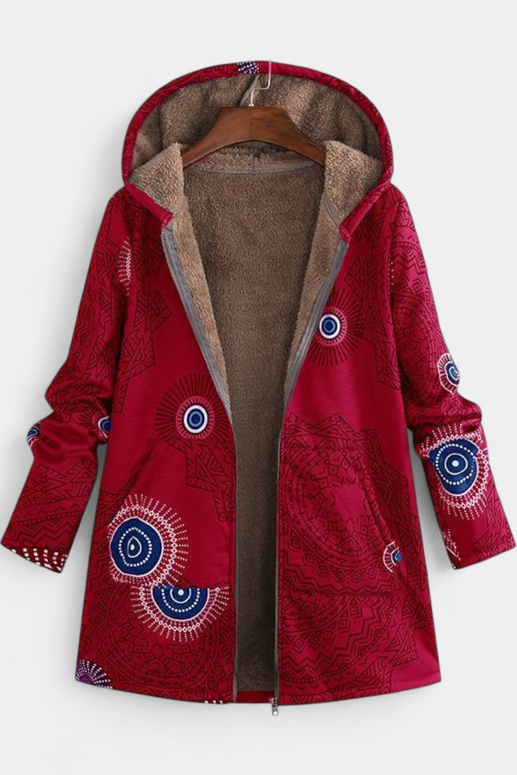Nancy | Cozy Hooded Patchwork Coat