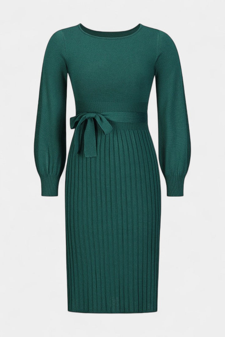 Lisette | Belted Pleated Midi Dress