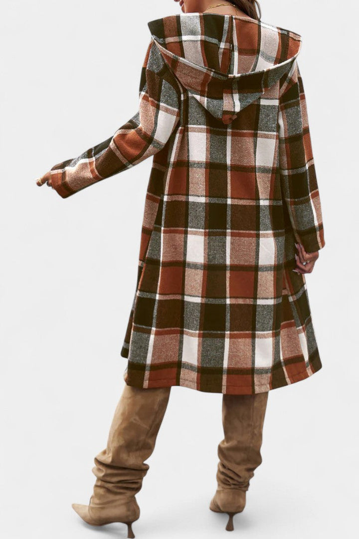 Annette | Plaid Hooded Longline Coat