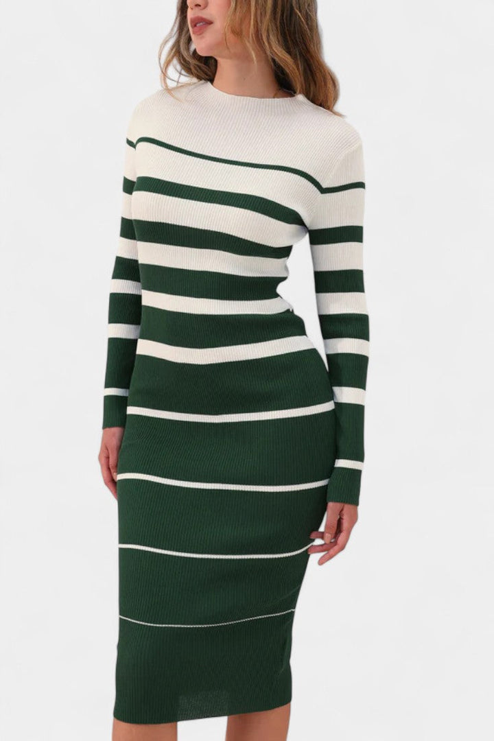 Adalyn | Striped Ribbed Midi Dress