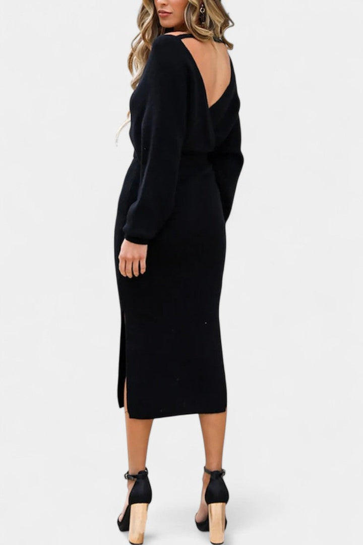 Emmeline | Backless Wrap Midi Dress