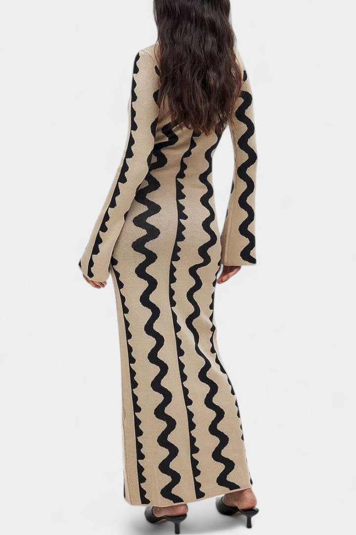 Elise | Wavy Pattern Knit Maxi Dress