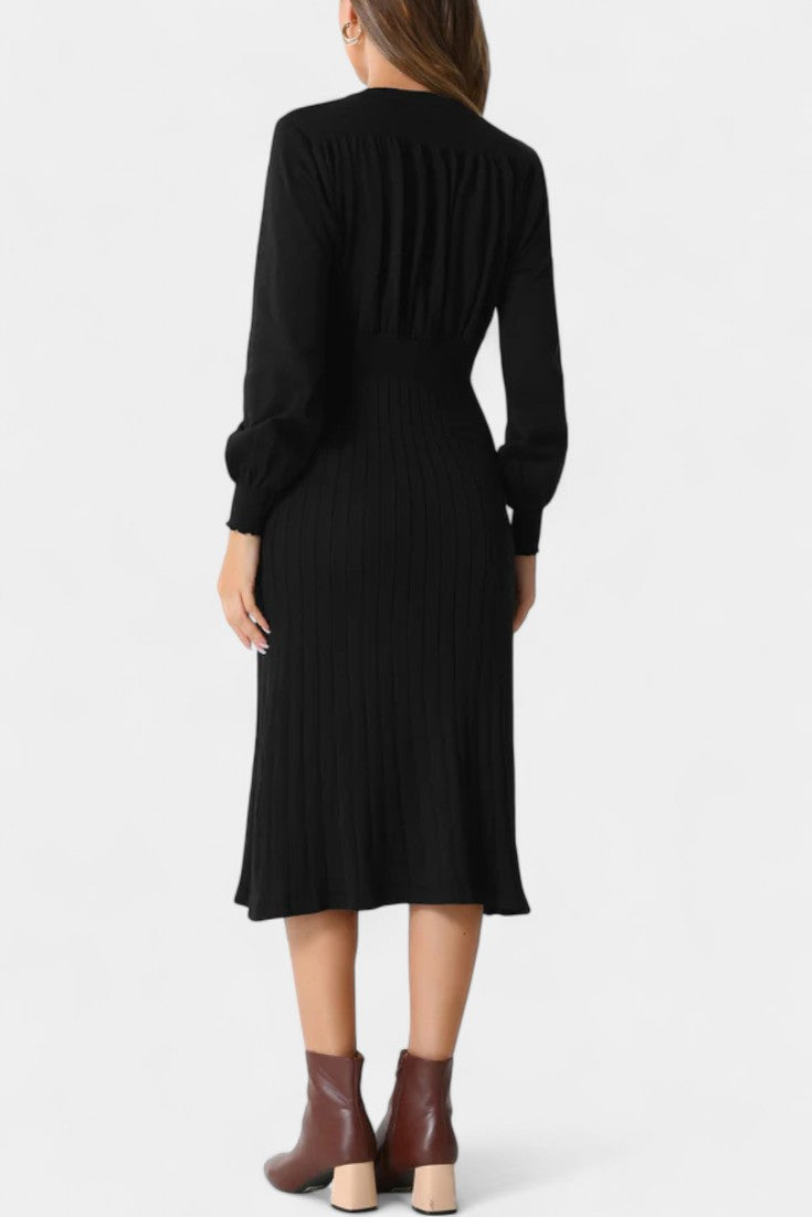 Everly | Ribbed Round-Neck Midi Dress