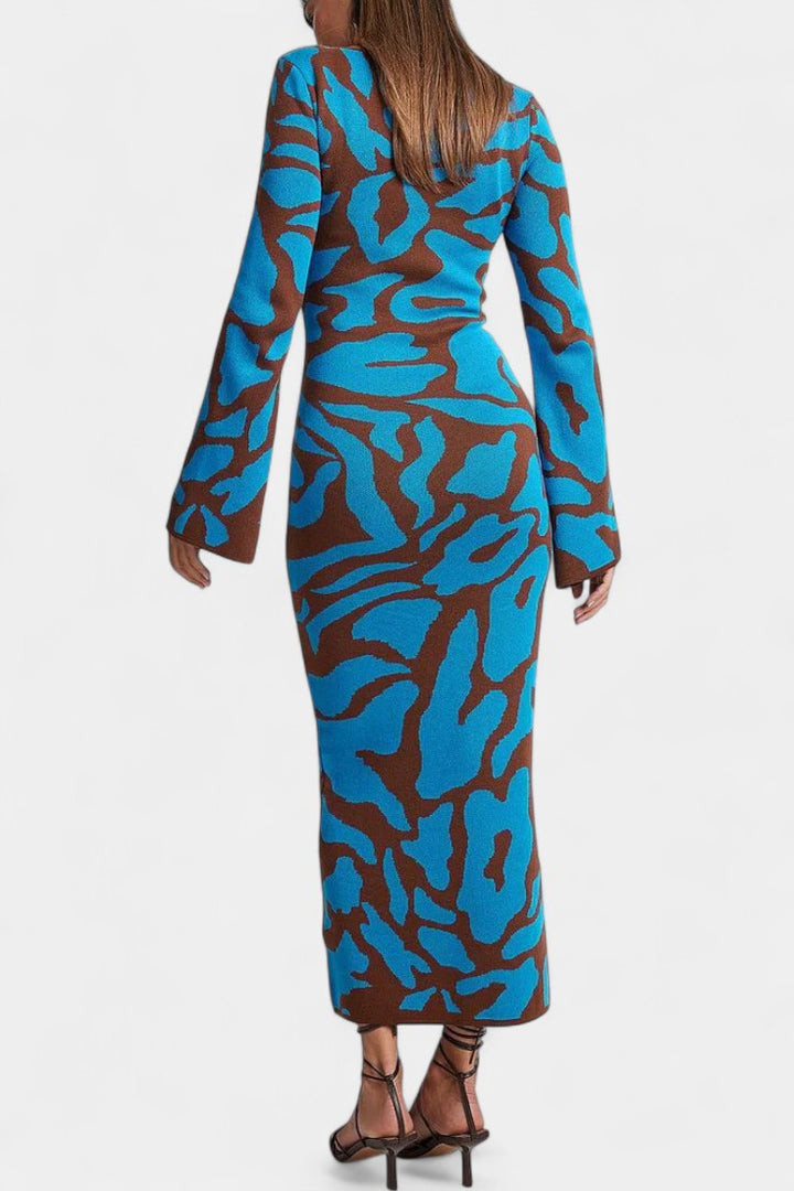 Elise | Wavy Pattern Knit Maxi Dress
