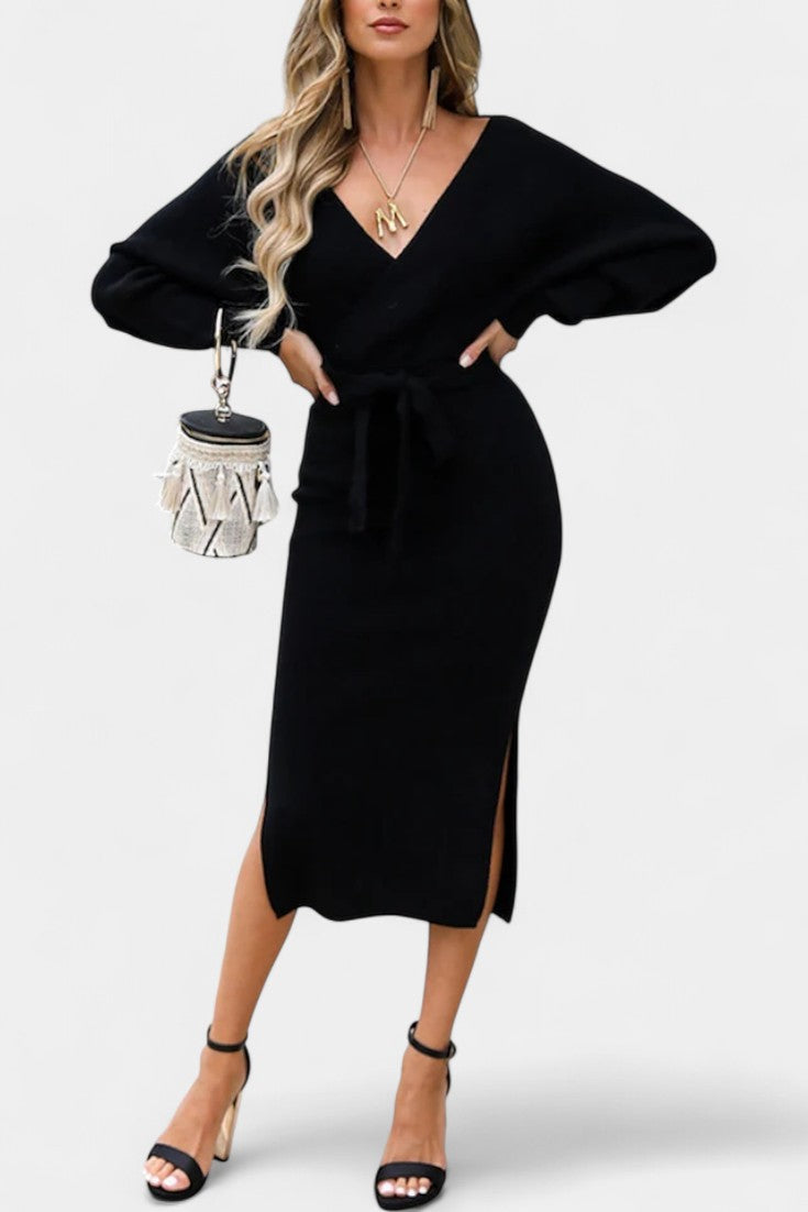 Emmeline | Backless Wrap Midi Dress