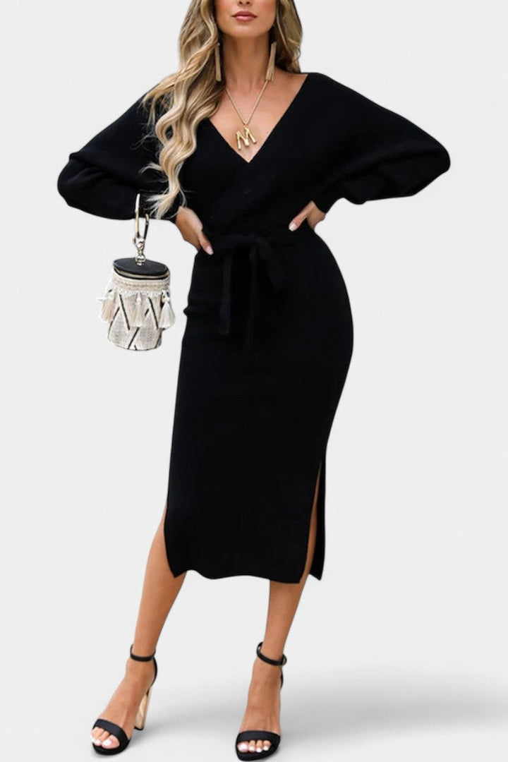 Emmeline | Backless Wrap Midi Dress