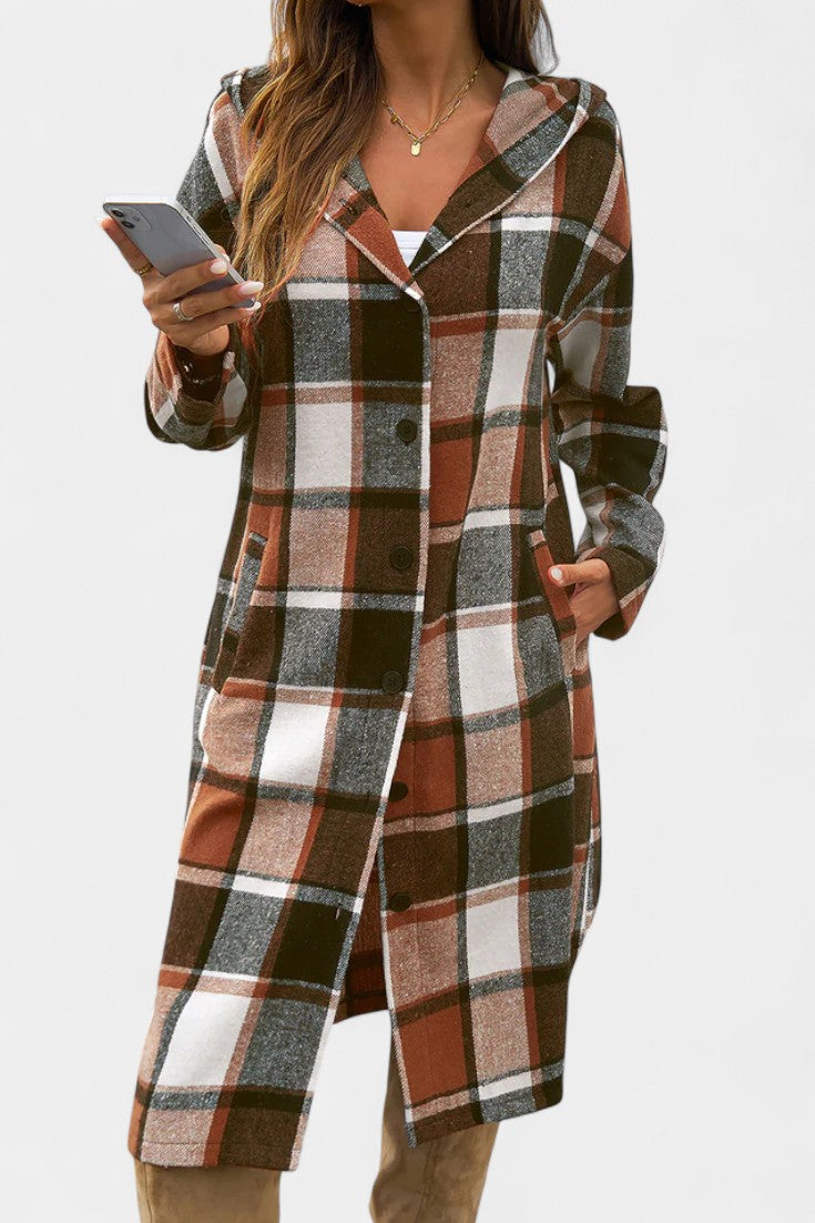 Annette | Plaid Hooded Longline Coat