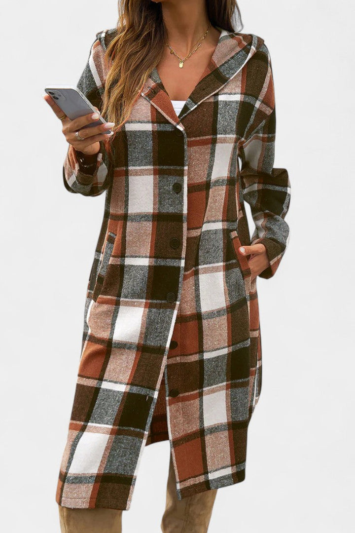 Annette | Plaid Hooded Longline Coat