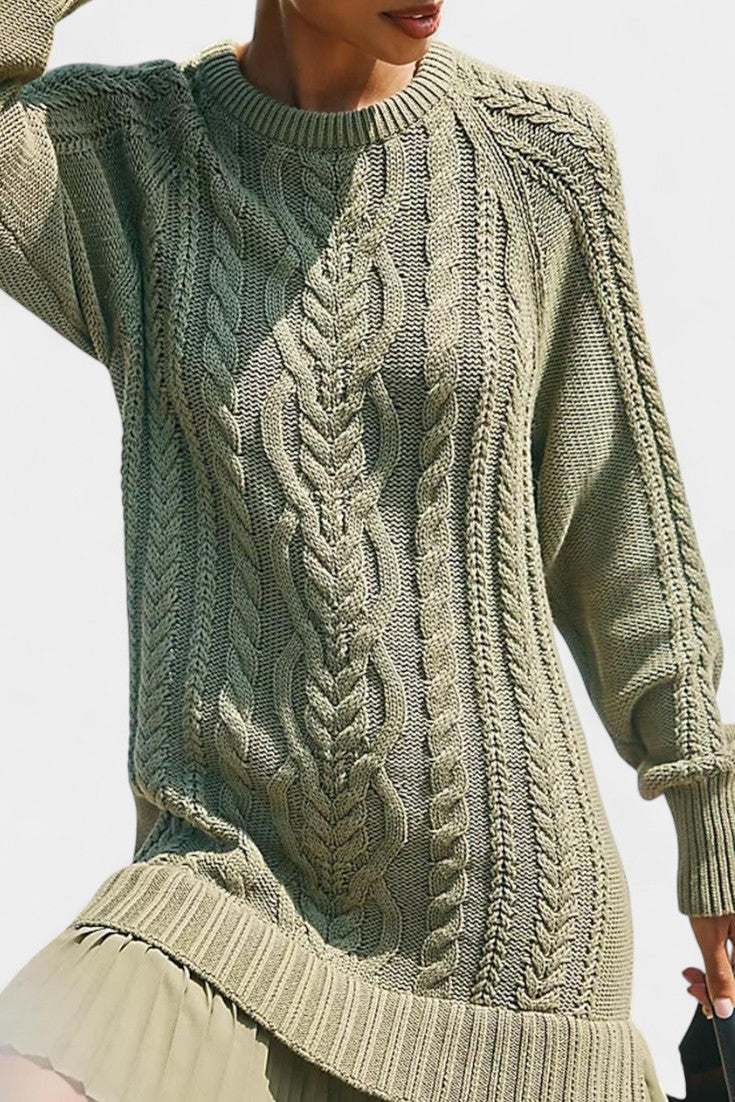 Brielle | Cable-Knit Pleated Sweater Dress