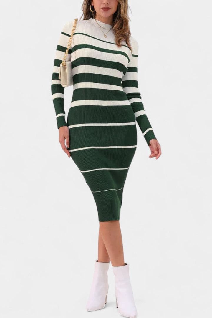 Adalyn | Striped Ribbed Midi Dress