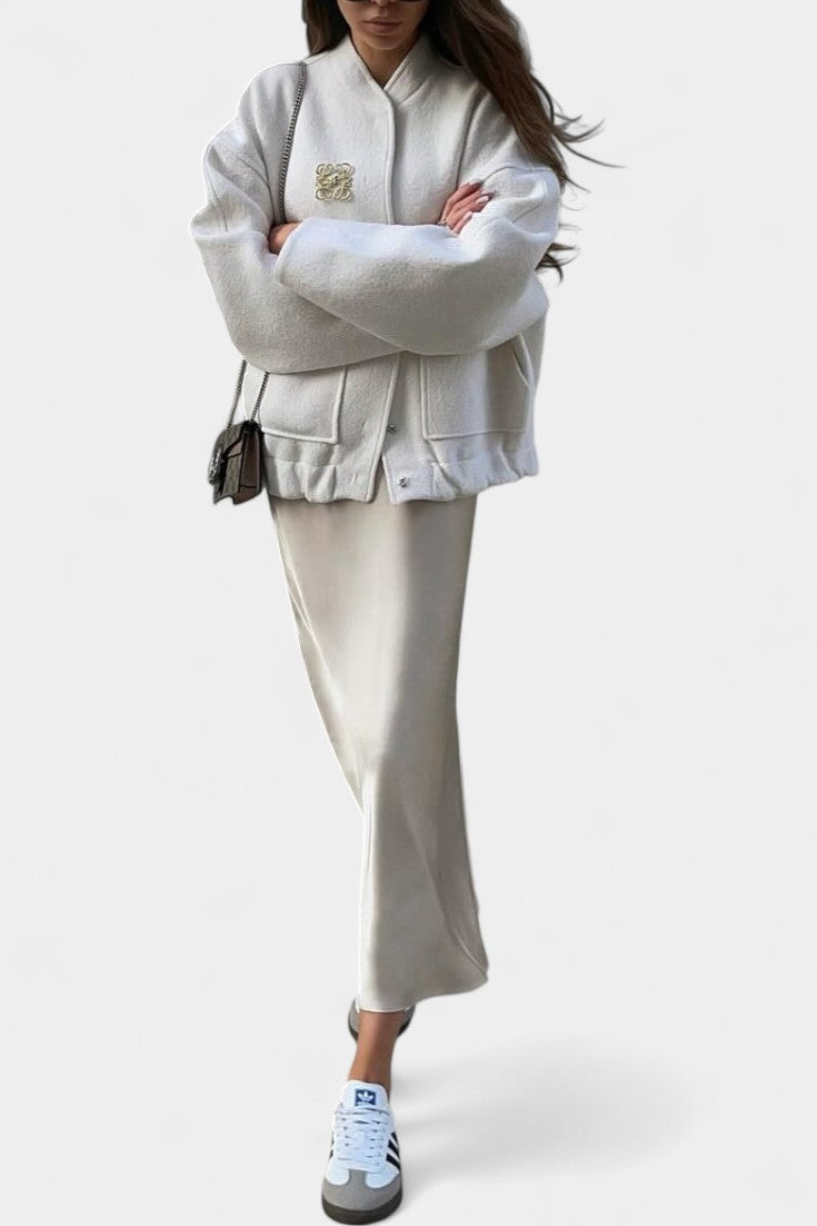Adele | Soft Textured Bomber Jacket