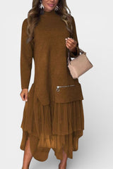 Georgiana | High-Neck Layered Midi Dress