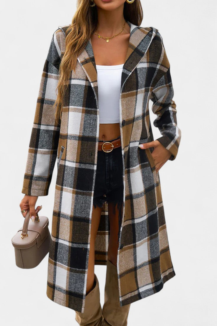 Odalys | Hooded Longline Check Coat
