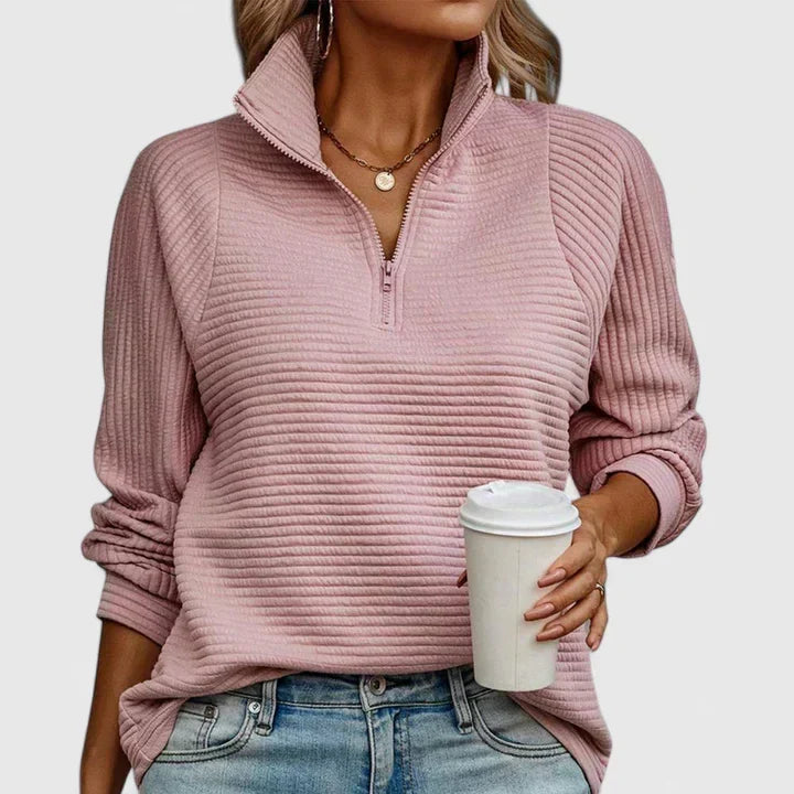 Celine | Textured Half-Zip Pullover