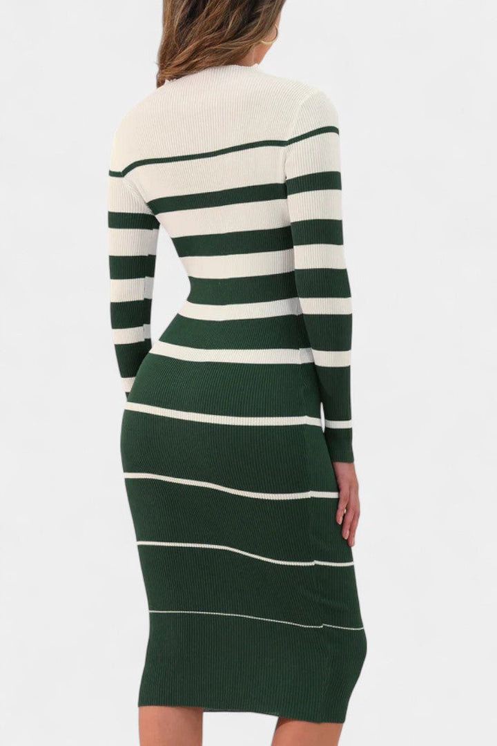 Adalyn | Striped Ribbed Midi Dress