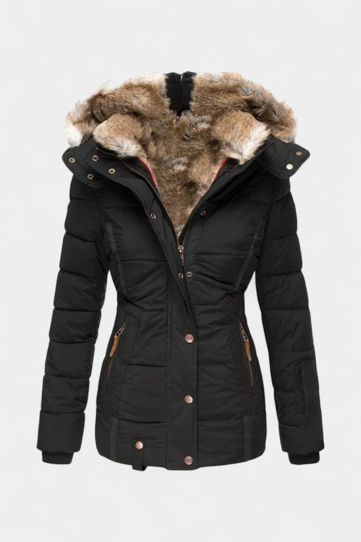 Adelia | Plush-Trimmed Hooded Winter Jacket
