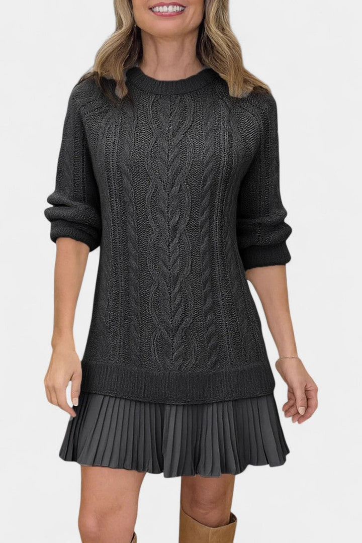Brielle | Cable-Knit Pleated Sweater Dress