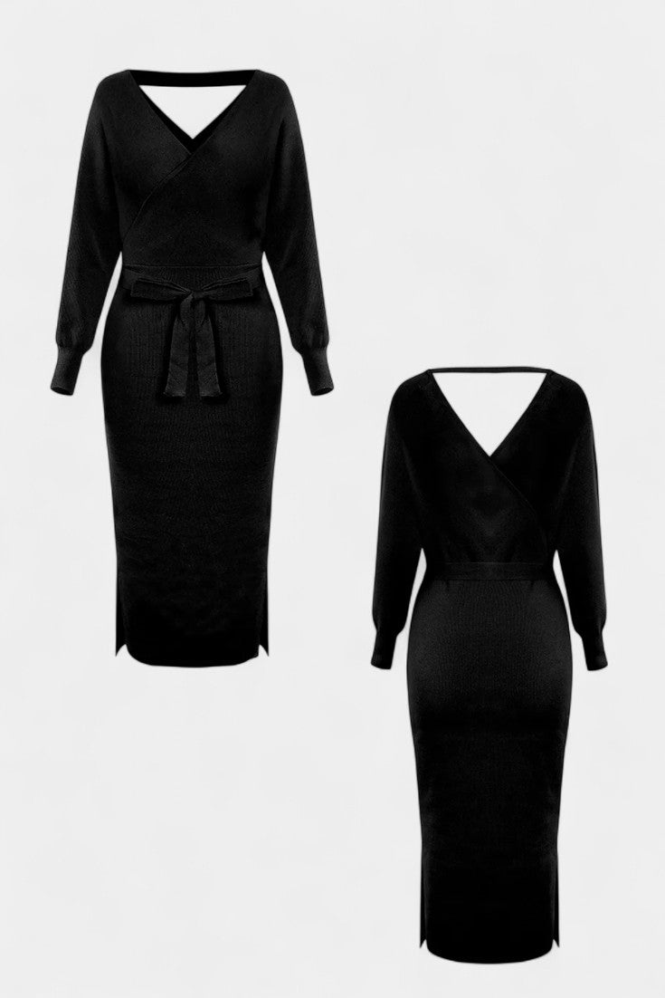 Emmeline | Backless Wrap Midi Dress