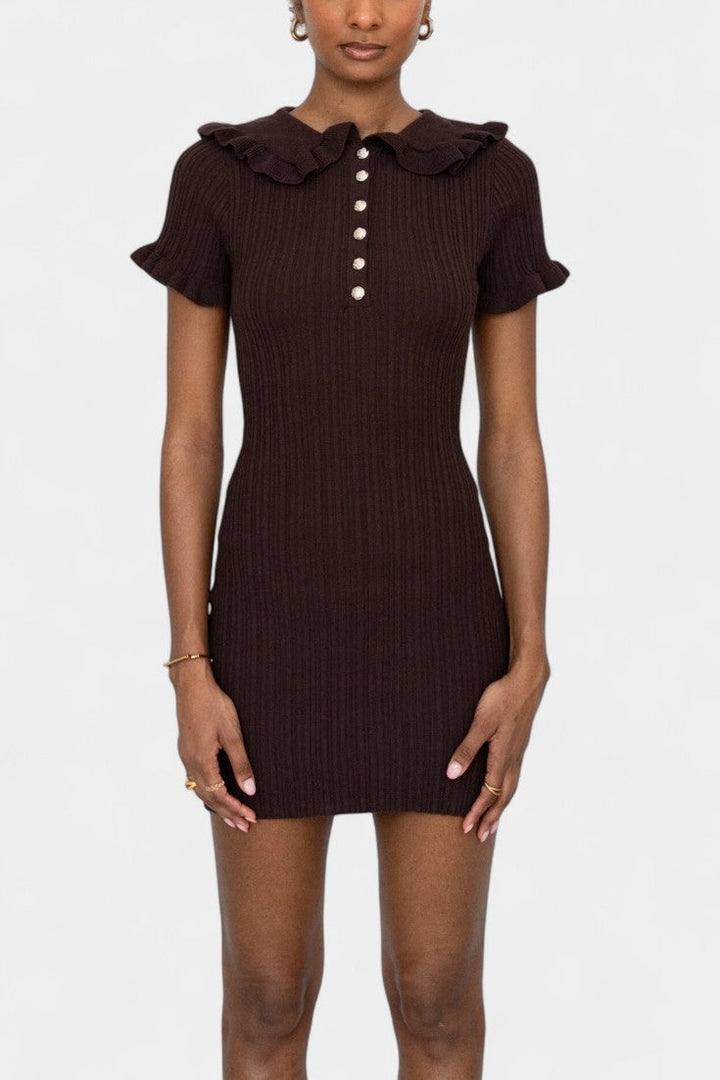 Nell | Ribbed Collared Knit Dress