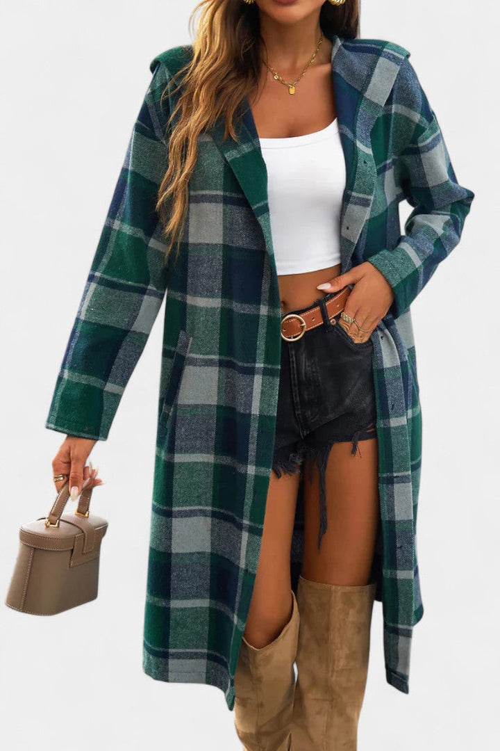 Odalys | Hooded Longline Check Coat