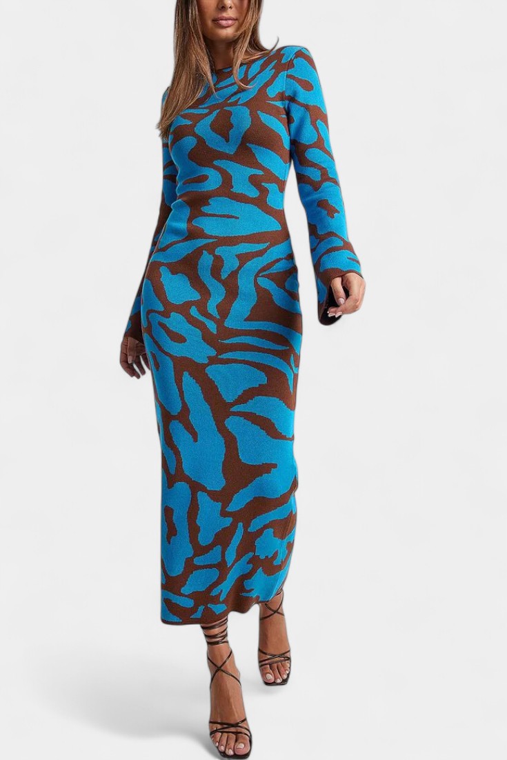Elise | Wavy Pattern Knit Maxi Dress