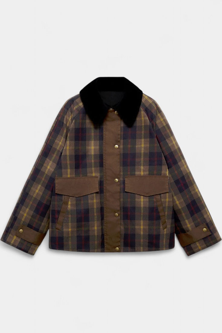 Lydia | Checkered Country Jacket with Contrast Collar