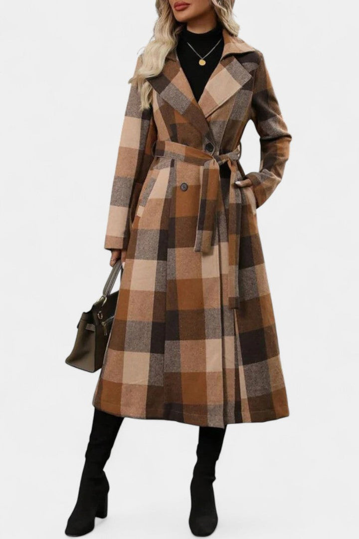 Susanna | Belted Longline Checked Coat
