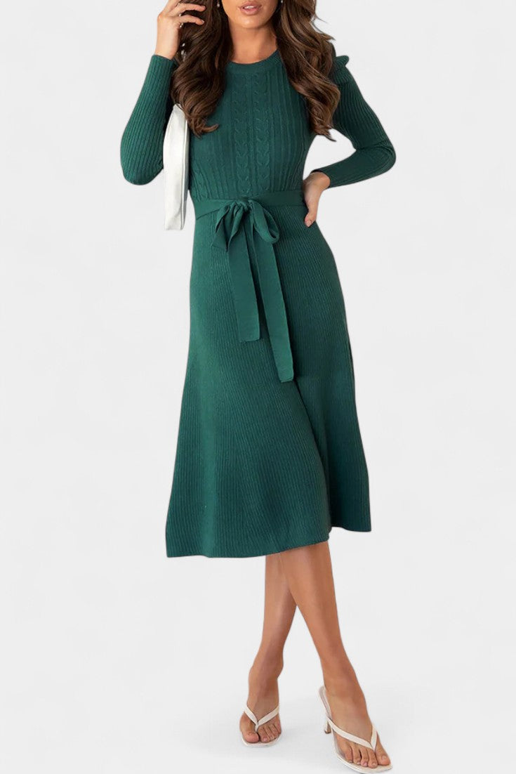 Estelle | Belted A-Line Midi Dress