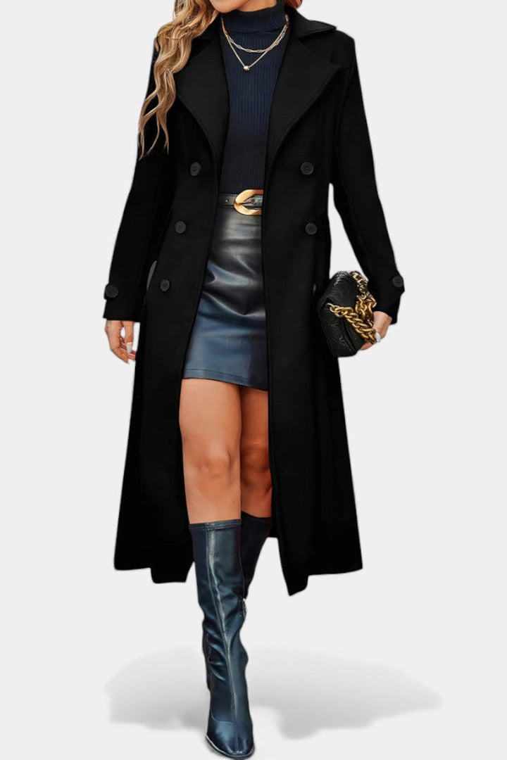 Rosemarie | Long Double-Breasted Coat with Notched Lapels