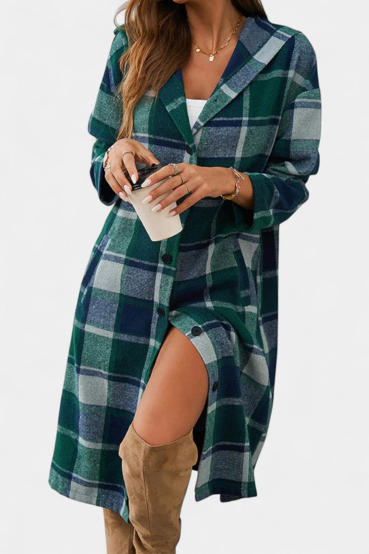 Odalys | Hooded Longline Check Coat