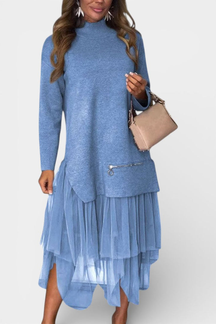 Georgiana | High-Neck Layered Midi Dress