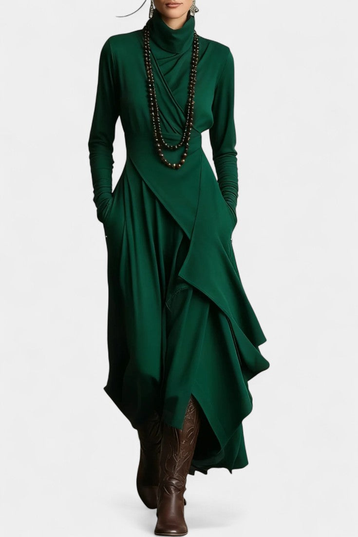 Genevieve | Draped Asymmetrical Maxi Dress