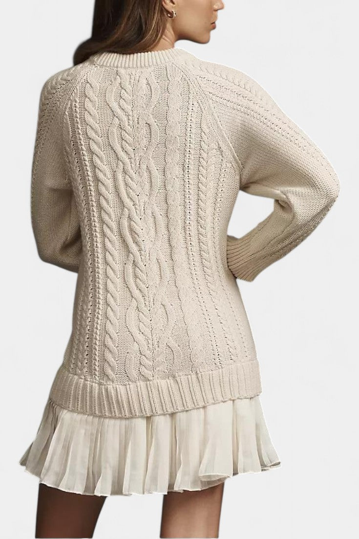 Brielle | Cable-Knit Pleated Sweater Dress