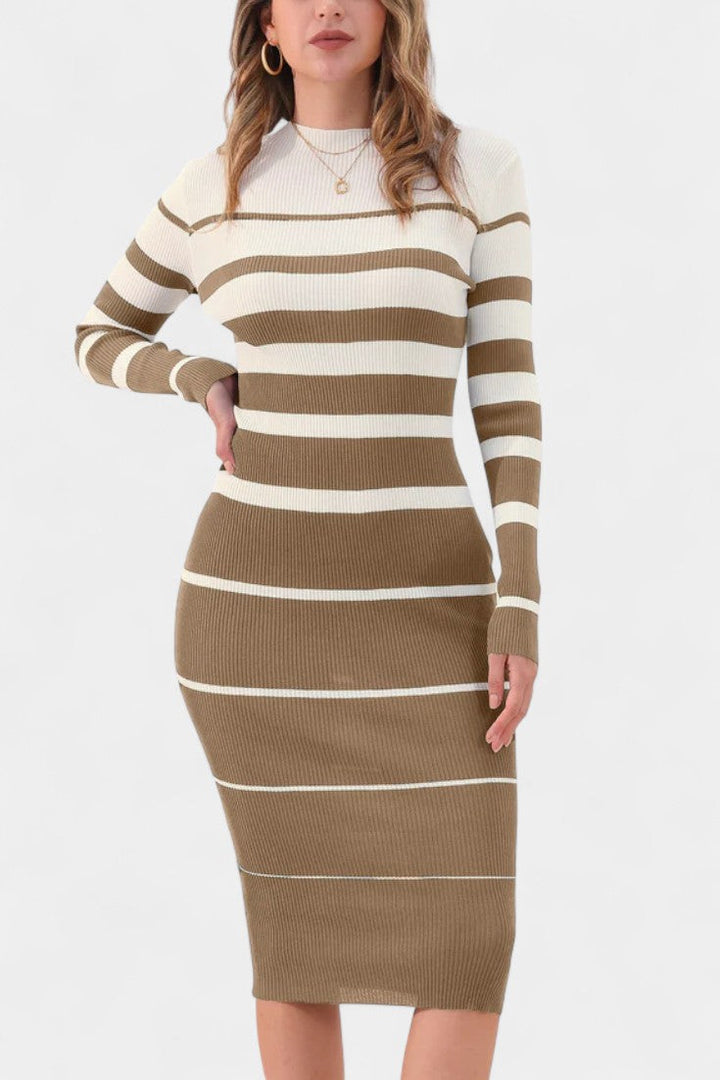 Adalyn | Striped Ribbed Midi Dress