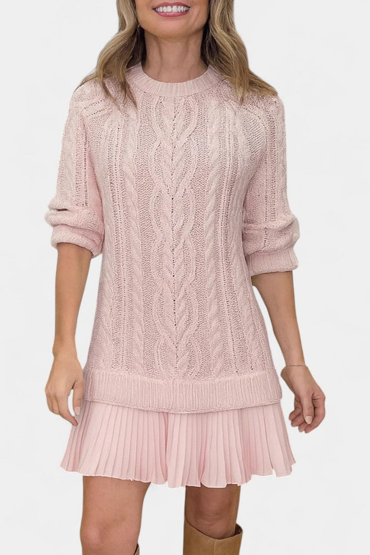 Brielle | Cable-Knit Pleated Sweater Dress