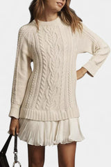 Brielle | Cable-Knit Pleated Sweater Dress